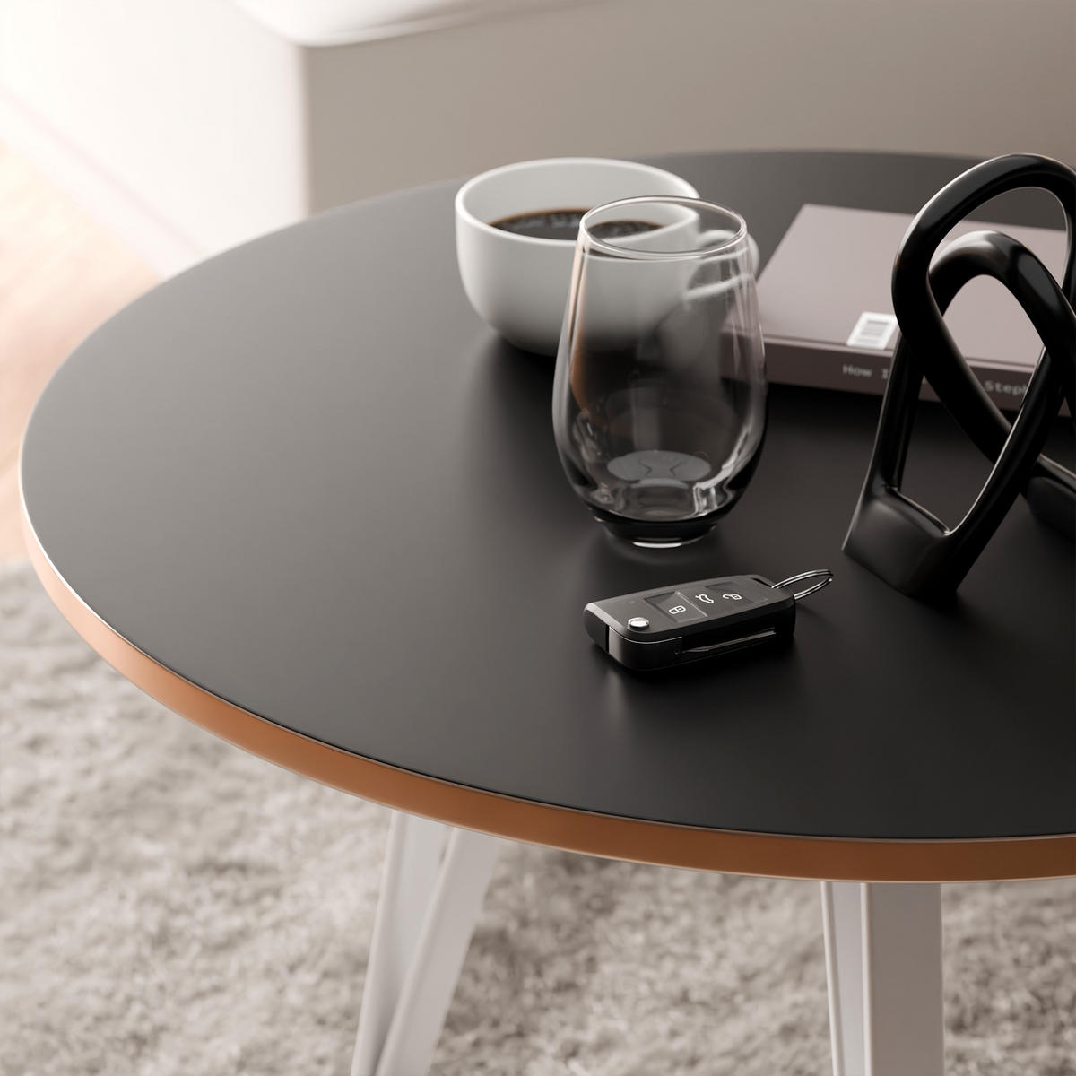 COUCHTISCH RIO mit goldener Kante – weiß - Weiß, Holzwerkstoff (67/67/45cm) - Idohome