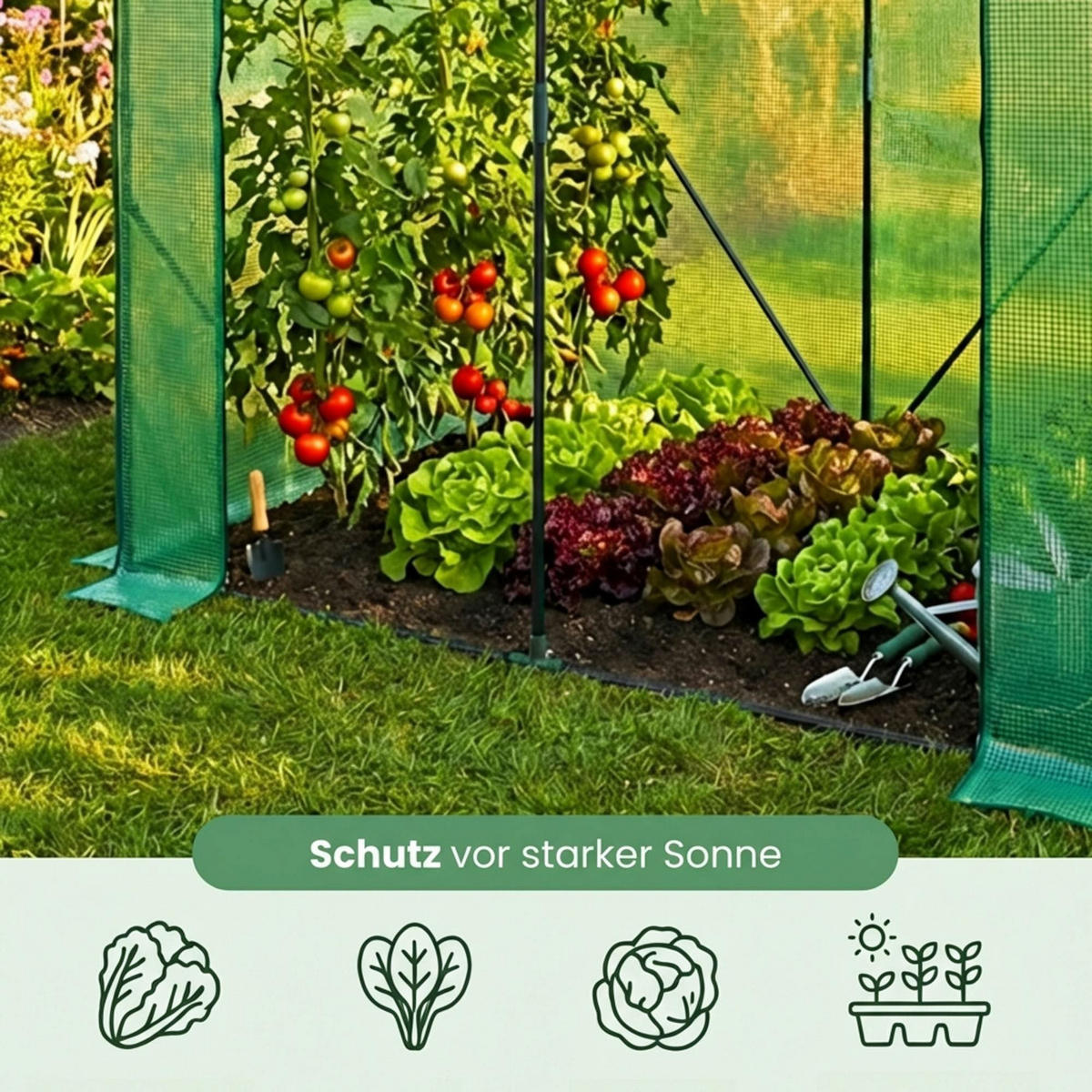 GEWÄCHSHAUS in Hausform, Grün, 202x80x170 cm - Grün, Metall (202/170/80cm) - Akord