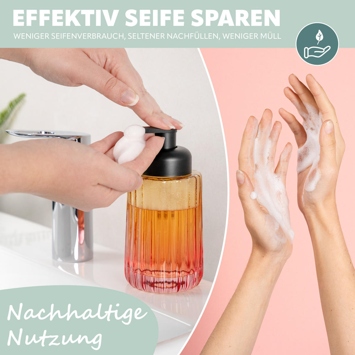 SEIFENSPENDER, orange - Multicolor, Glas (7.5/17/7.5cm) - bremermann