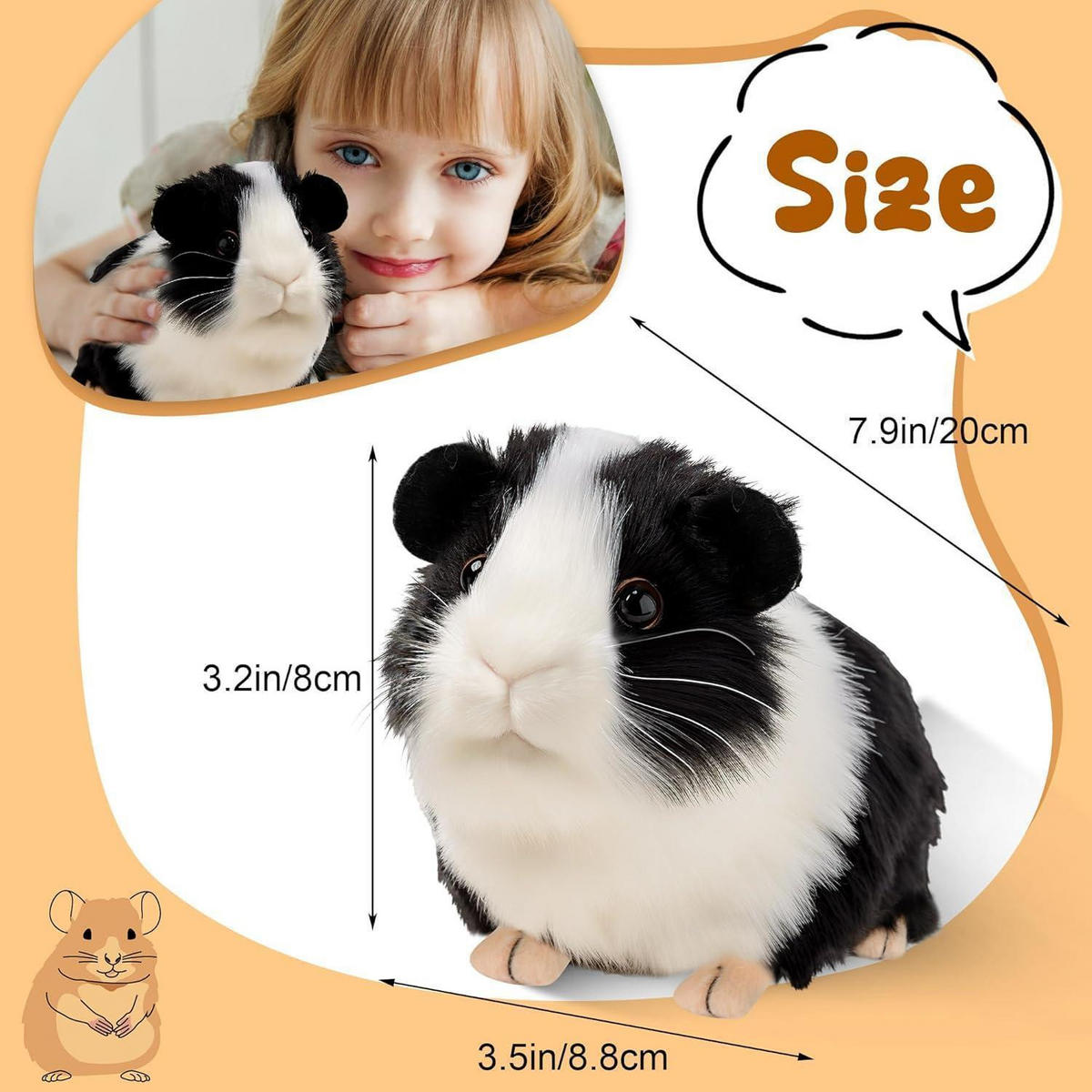 STOFFTIER Meerschweinchen Schwarz Realistisch - Multicolor, Textil (8.8/20cm)