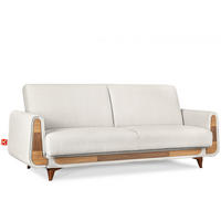 3-SITZER-SCHLAFSOFA GUSTAVO mit Armlehnen, weiß - Braun/Weiß, Holz/Holzwerkstoff (230/98/98cm) - KONSIMO®