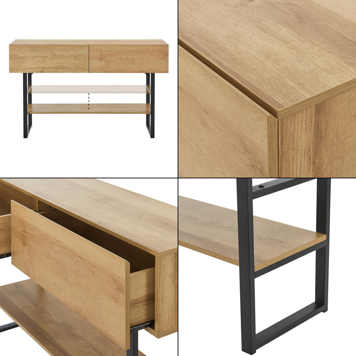 KONSOLENTISCH Varberg - Eichefarben, Holzwerkstoff/Metall (30/120/75cm) - [en.casa]