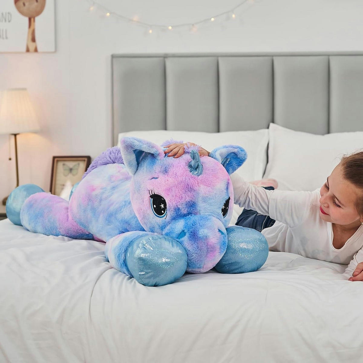 PLÜSCHTIER Einhorn 80 cm Bunt-blau - Multicolor, Textil (40/80cm)