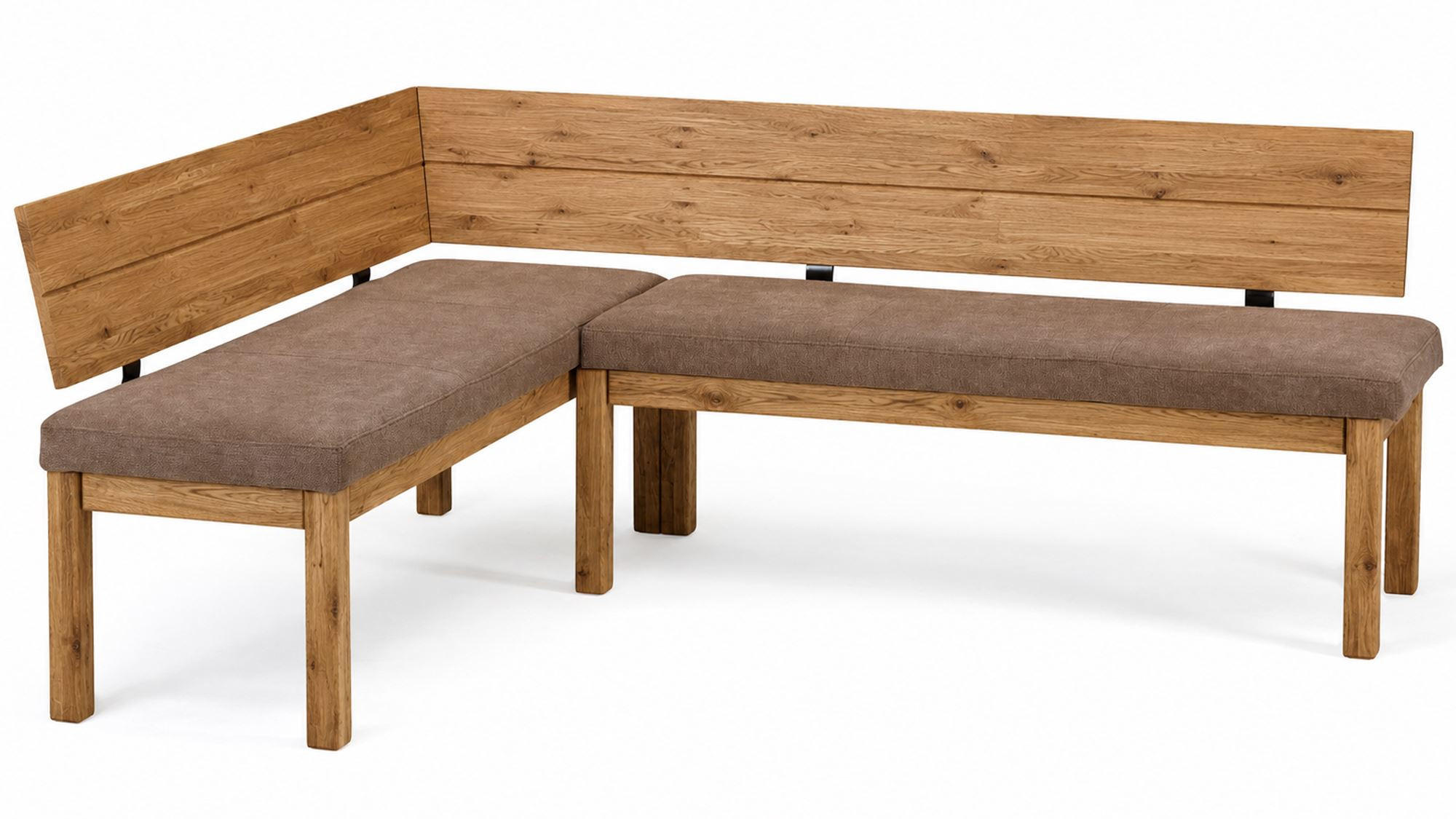 ECKBANK Danny 1 für 5 Personen Massivholz + Microfaser Wildeiche/Braun - Wildeiche/Braun, Holz (155/194cm) - 58aufmkessel