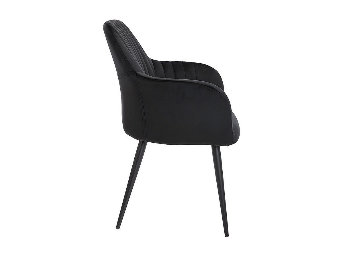 STUHL mit Armlehnen 2er-Set - Samt & Metall schwarz - Schwarz - ELEANA - Schwarz, Textil (58/82/59cm) - Vente-Unique