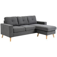 ECKSOFA Eckcouch in L-Form, Eckgarnitur in Leinenoptik Couchgarnitur Dunkelgrau - Dunkelgrau, Textil (136/193cm) - HOMCOM