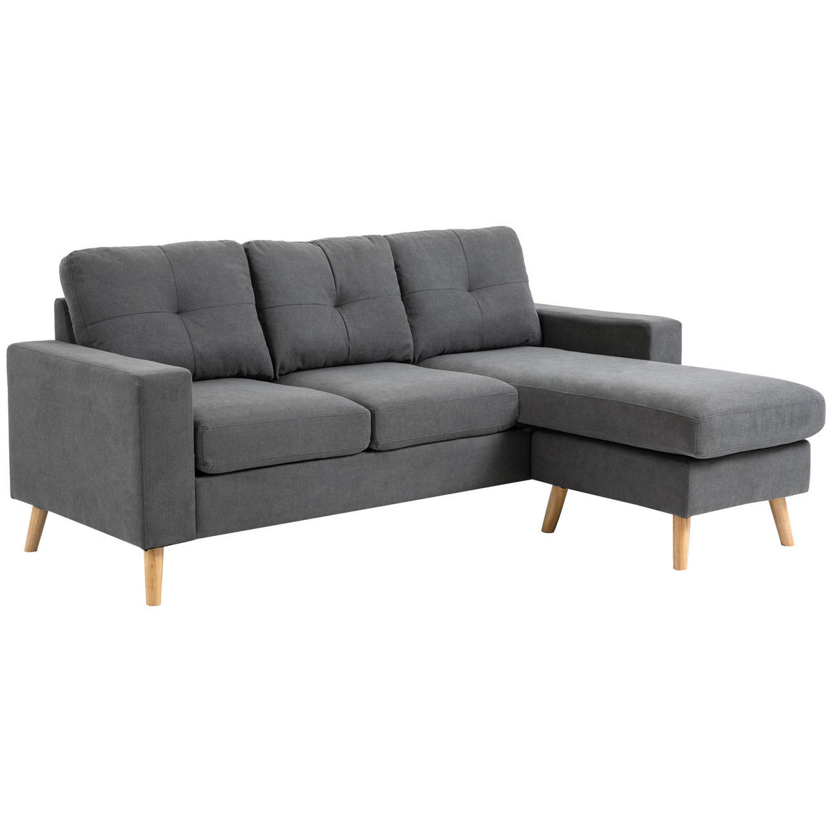 ECKSOFA Eckcouch in L-Form, Eckgarnitur in Leinenoptik Couchgarnitur Dunkelgrau - Dunkelgrau, Textil (136/193cm) - HOMCOM