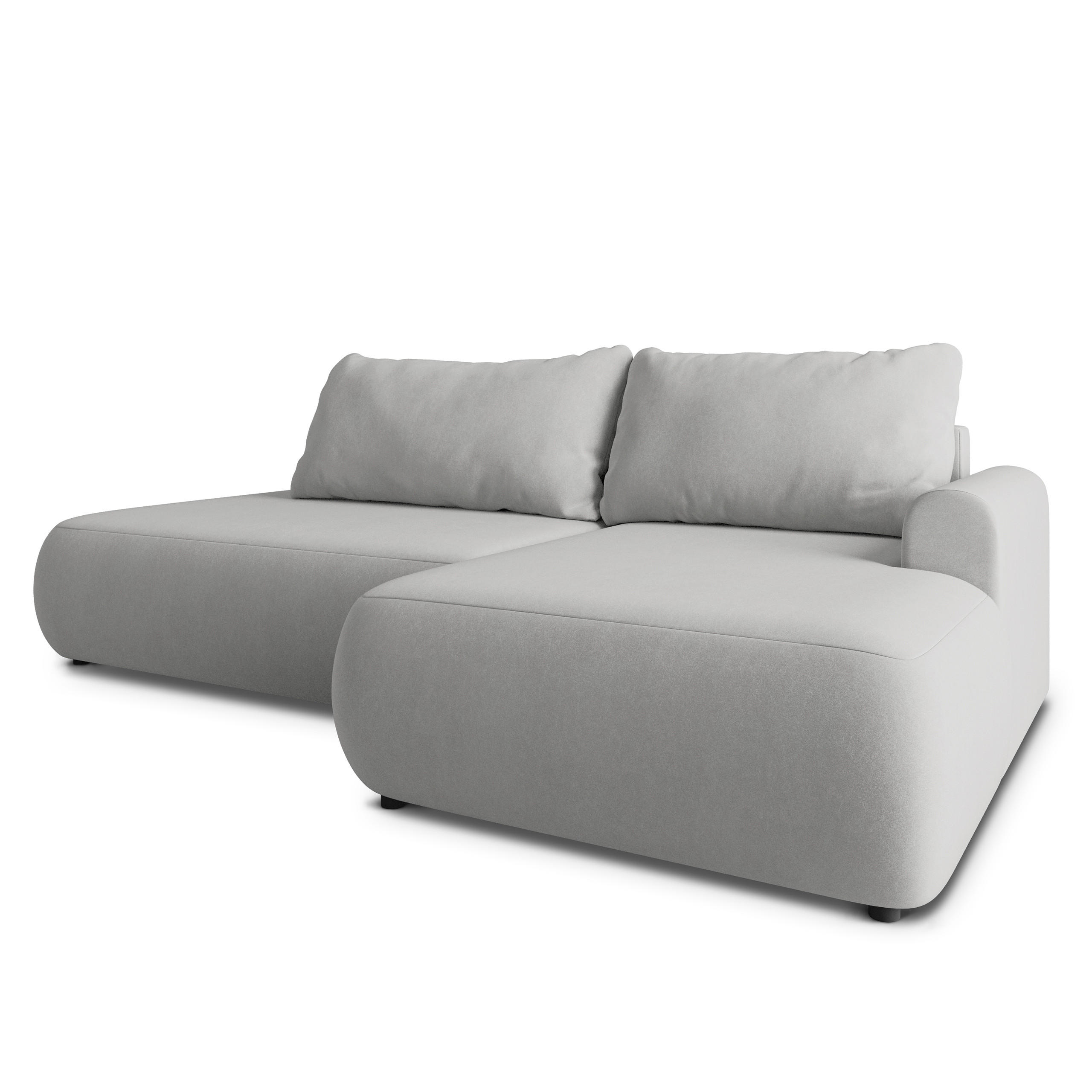 ECKSOFA NUVIRA CL R-S Hellgrau Samtstoff mit Schlaffunktion - Hellgrau, Holzwerkstoff/Textil (279/158cm) - MASSENO