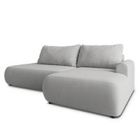 ECKSOFA NUVIRA CL R-S Hellgrau Samtstoff mit Schlaffunktion - Hellgrau, Holzwerkstoff/Textil (279/158cm) - MASSENO