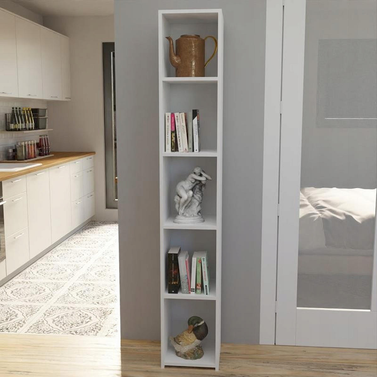 BÜCHERREGAL 180 EX3 Weiß 30/30/180 cm - Weiß, Holzwerkstoff (30/180/30cm) - Matkam Möbel