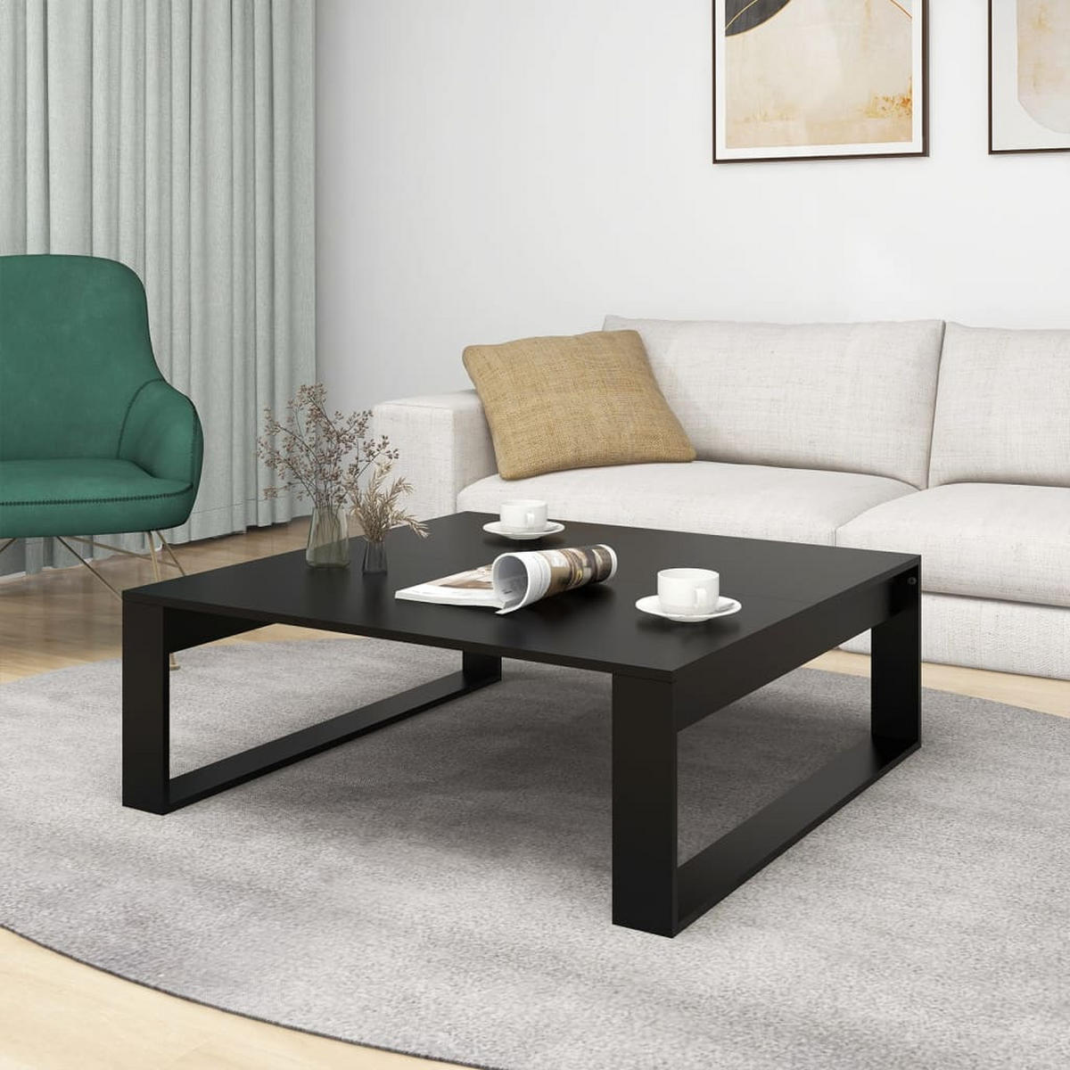 COUCHTISCH Schwarz 100x100x35 cm Holzwerkstoff - Schwarz, Holzwerkstoff (100/100/35cm) - furnicato