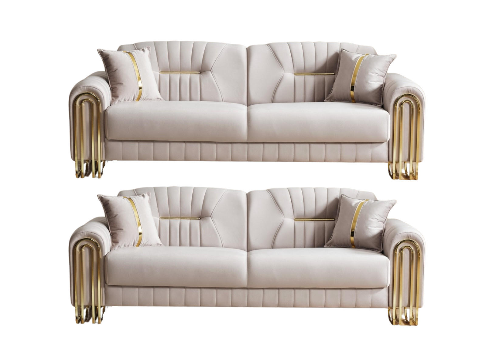 SITZGARNITUR Bogota, Beige Stellvariante 3+3 - Beige, Holzwerkstoff/Metall (240/87/95cm)