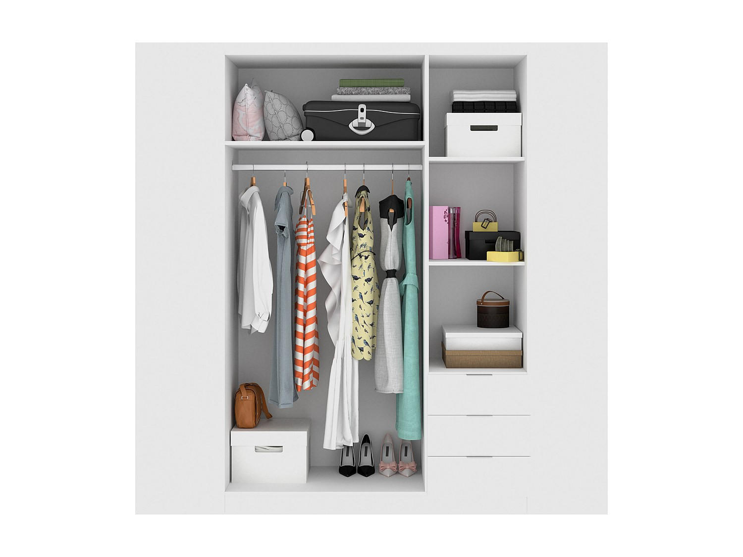 KLEIDERSCHRANK - 121 cm x 52 cm - holz - weiß Listowel - Weiß, Holz (121/184/52cm) - Vente-Unique