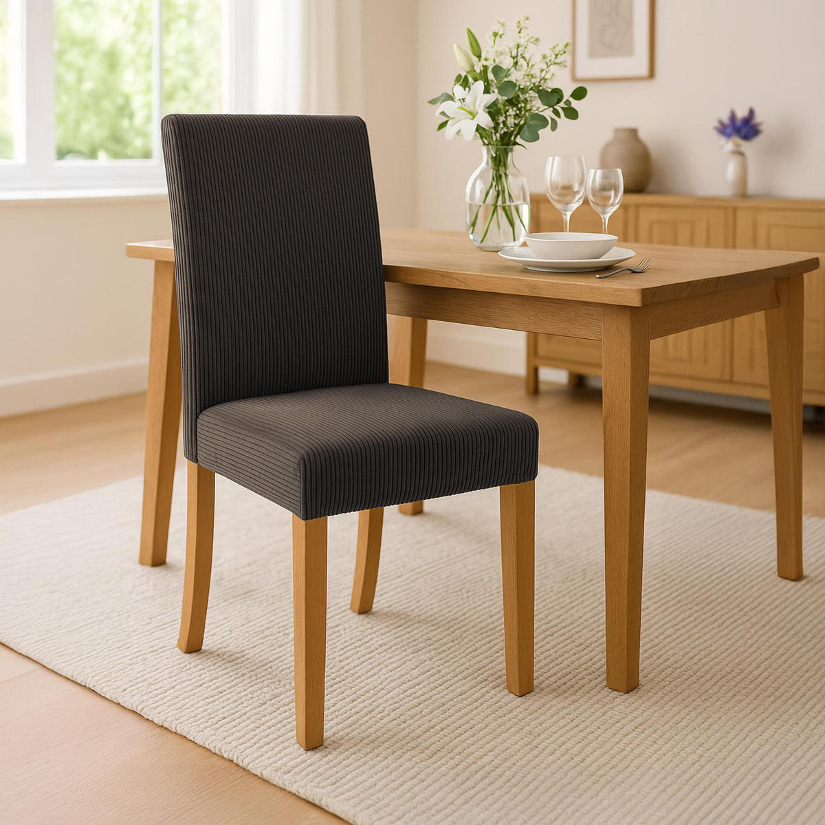ESSZIMMERSTUHL Cord Braun - Naturfarben/Braun, Holz/Textil (41/91/47cm) - CLP