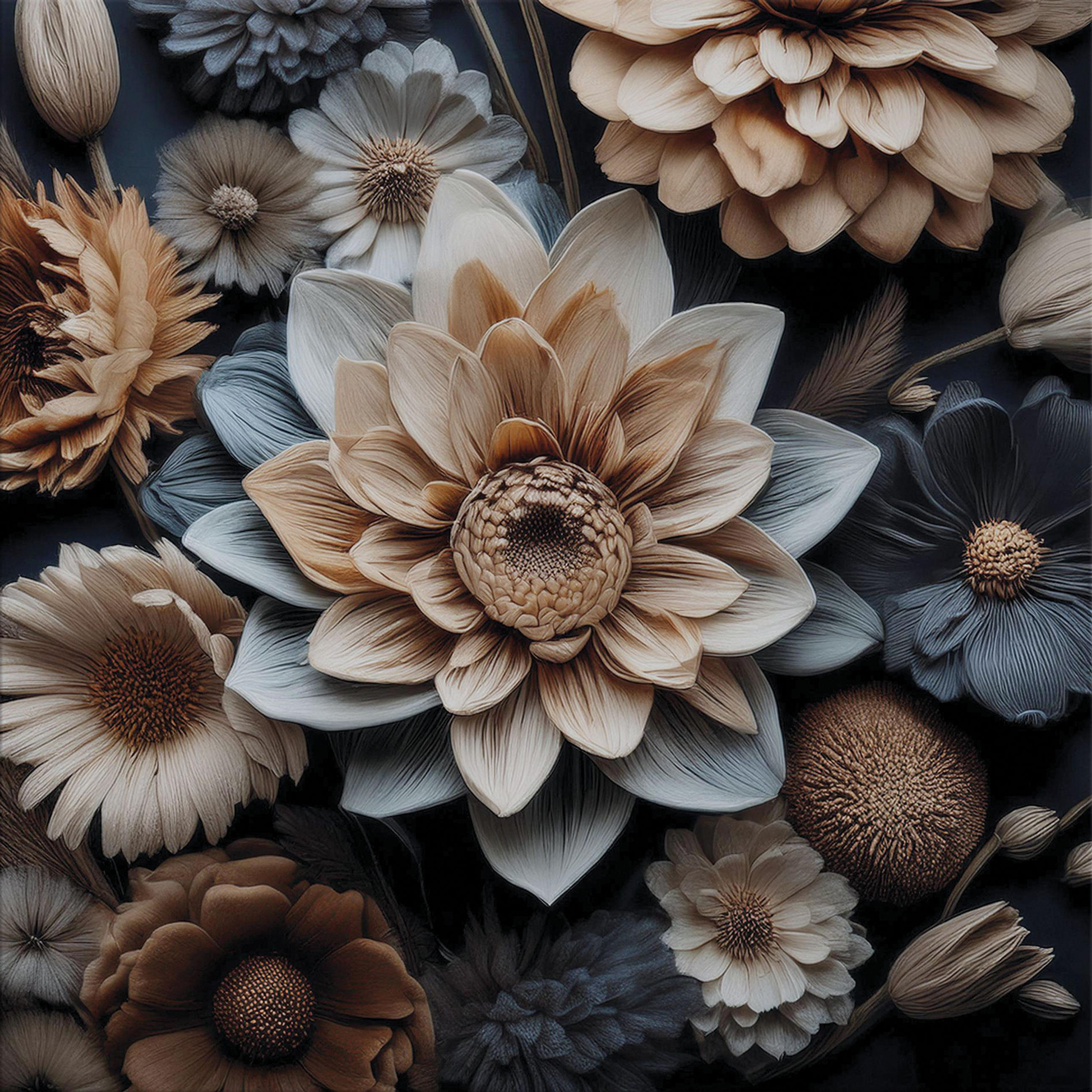 GLASBILD 30×30 cm Blumen beige braun grau - Beige, Glas (30/30cm) - artissimo