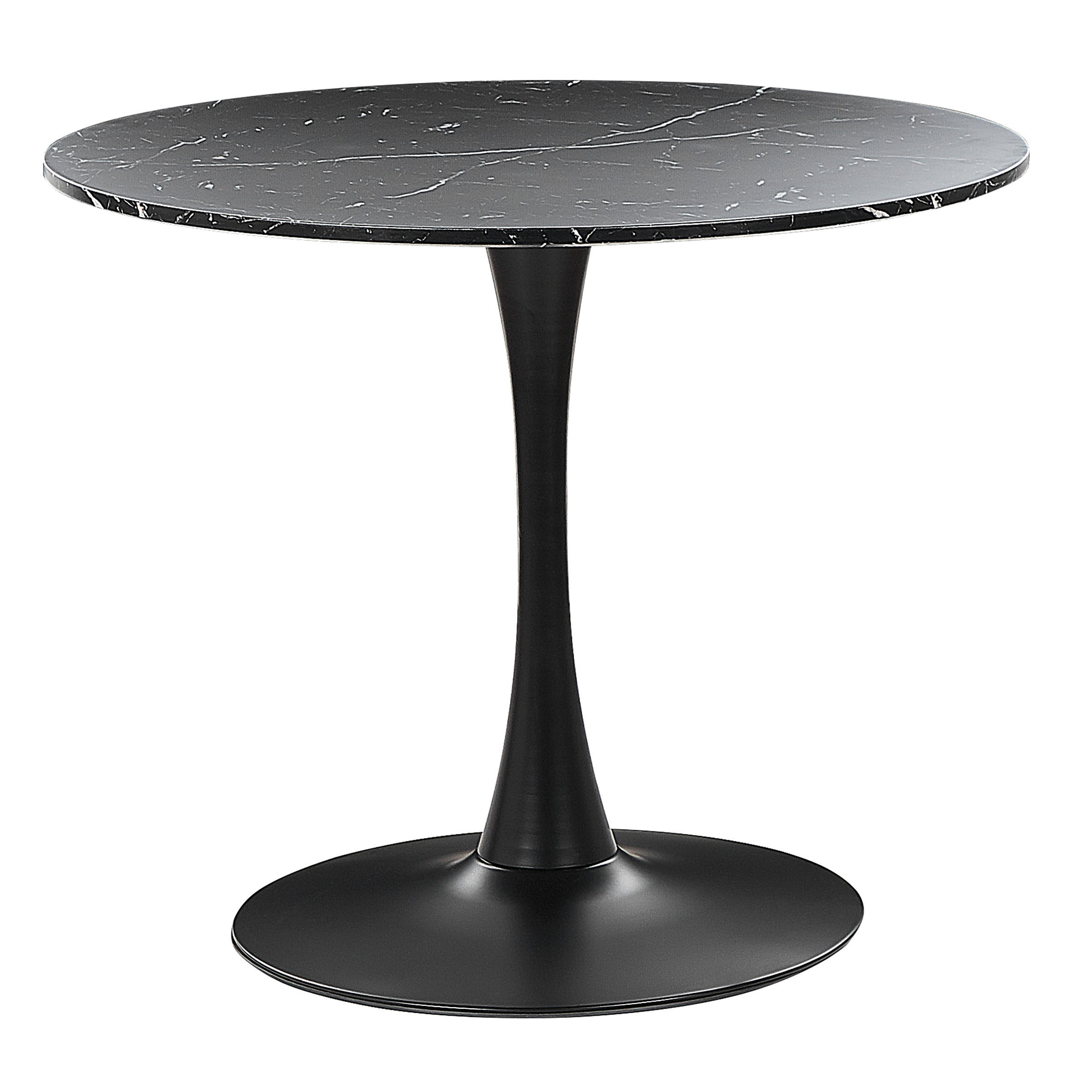 ESSTISCH 90/90/74 cm Marmor Rund Boca - Schwarz, Holzwerkstoff (90/90/74cm) - Beliani