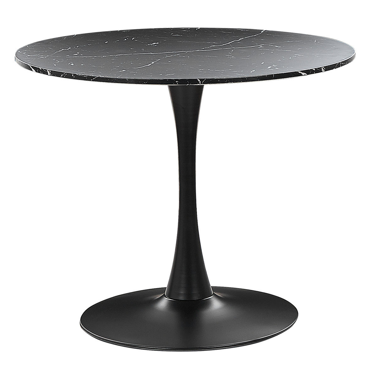 ESSTISCH 90/90/74 cm Marmor Rund Boca - Schwarz, Holzwerkstoff (90/90/74cm) - Beliani
