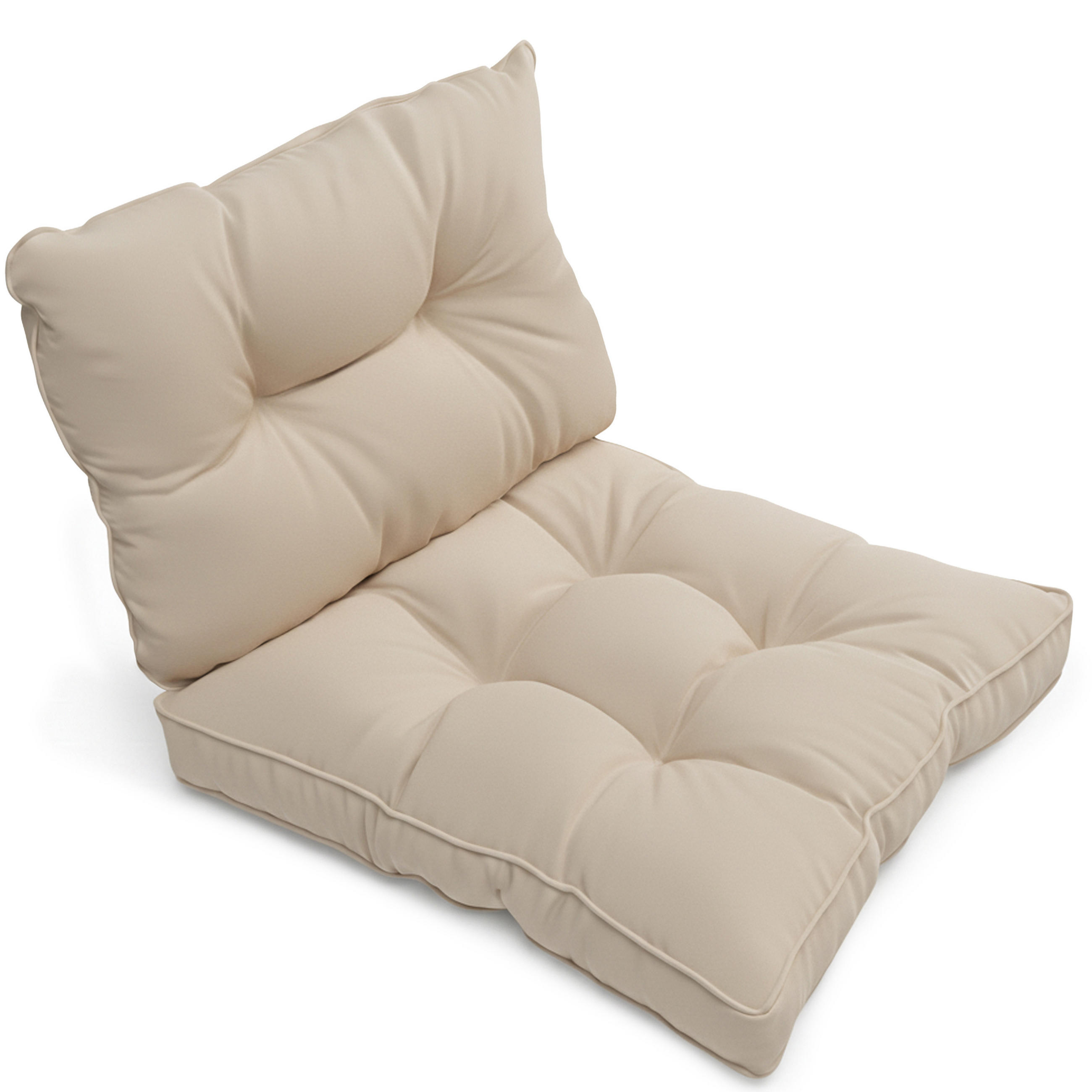 LOUNGEKISSEN Flair Outdoor Sitz 60x60x10cm mit Rücken 60x40x12cm Natur (2tlg) - Naturfarben, Textil (60/60cm) - Beautissu 