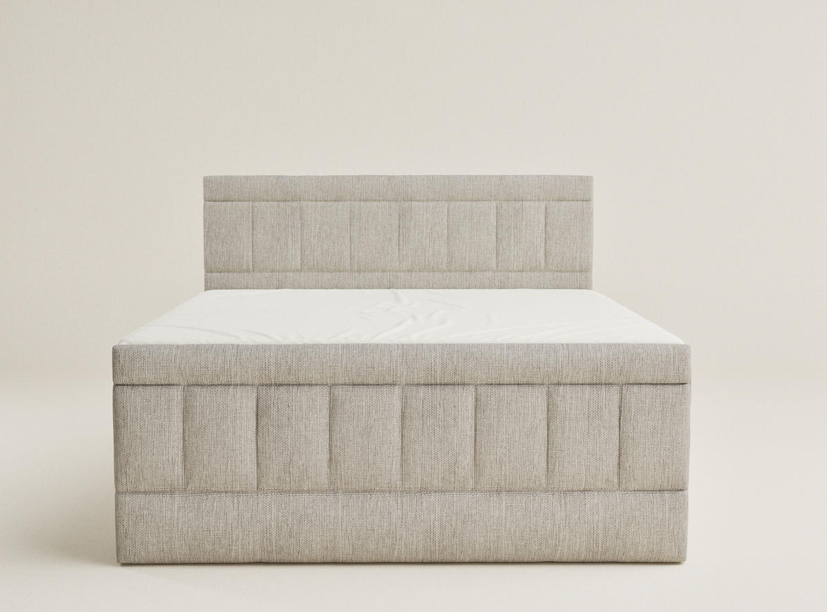 BOXSPRINGBETT Caya 200/200 cm, in Beige, Bettkasten, Matratze, Topper - Beige/Schwarz, Holz/Holzwerkstoff (200/200cm) - Maison de Reve