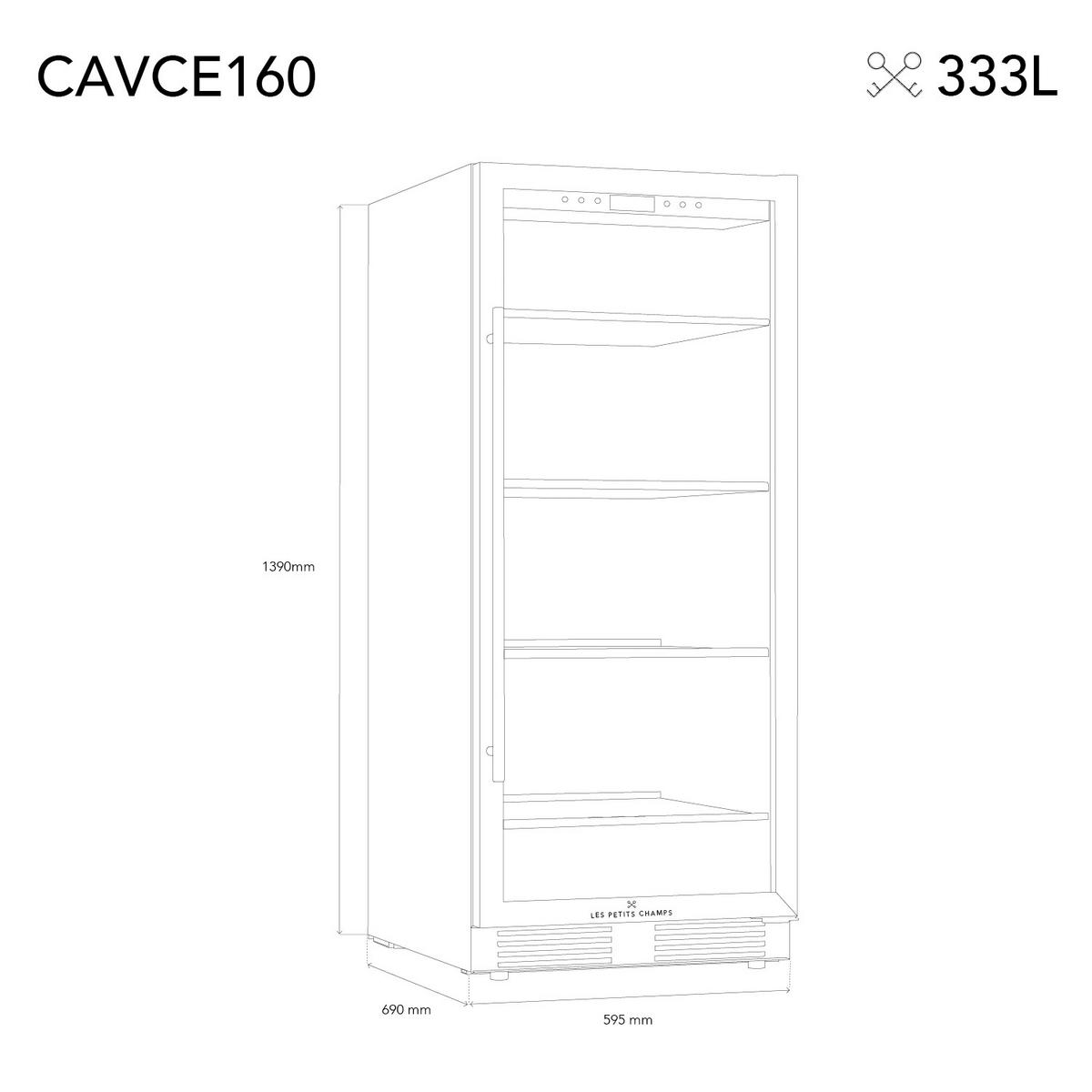 WEINKÜHLSCHRANK CAVCE160 Silber, 160 Flasche, Freistehend, 333 L, 5 bis 20°C - Silberfarben, Metall (139/59.5/69cm) - Les Petits Champs