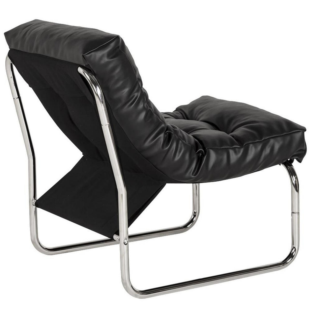 CLUBSESSEL mit Chromkufen im Retro-Stil, modular verbindbar, Schwarz 73x60x76 cm - Silberfarben/Schwarz, Textil/Metall (60/76/71cm) - KADIMA DESIGN