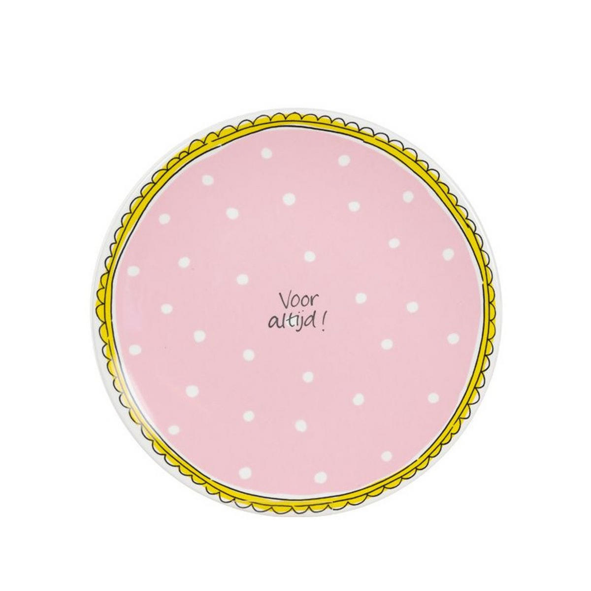 TELLER Punkt in Rosa - 22cm - Multicolor, Keramik (21.8/21.8/2.5cm) - Blond Amsterdam