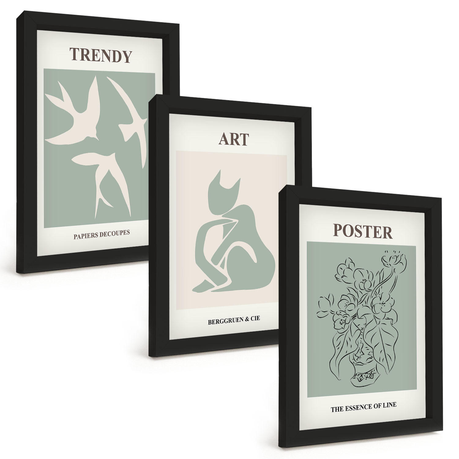 BILDER SET 3er Set - 20x30 cm Schwarzer Rahmen - Matisses stilvolle Illustrationen - Schwarz, Kunststoff (20/30cm) - TULUP