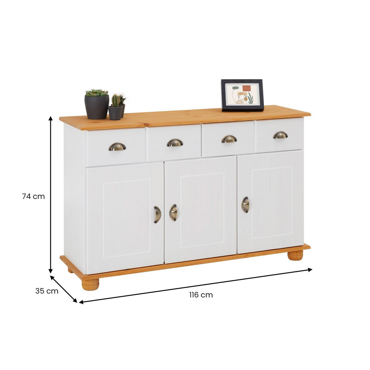 SIDEBOARD COLMAR weiß/braun - Weiß/Braun, Holz (116/74/35cm) - IDIMEX