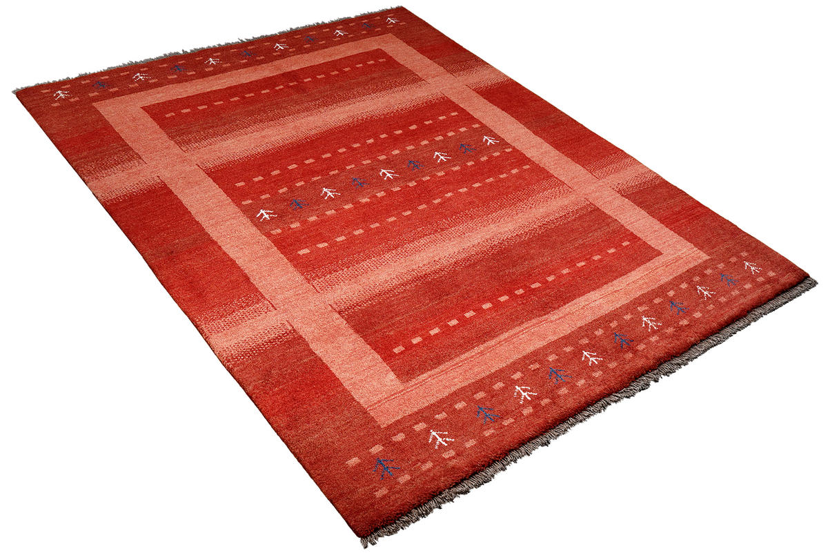 TEPPICH Gabbeh Sonnat Rot 204/152 cm Schurwolle - Rot, Textil (152/204cm) - Looma