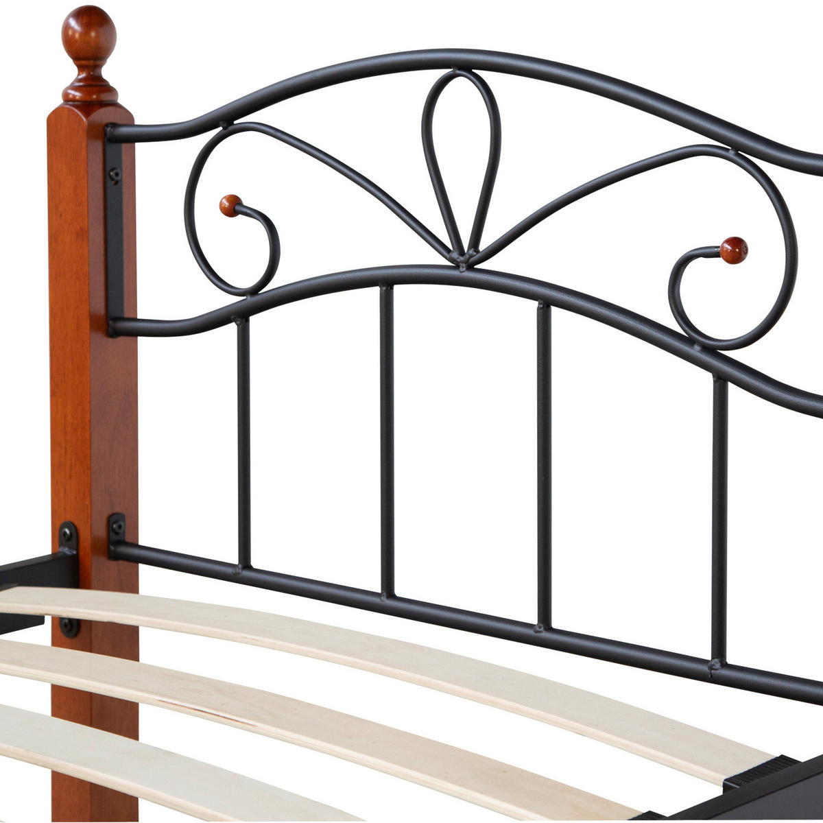 METALLBETT 90/200 cm mit Matratze in Schwarz Braun - Schwarz/Braun, Metall (90/200cm) - Homestyle4u