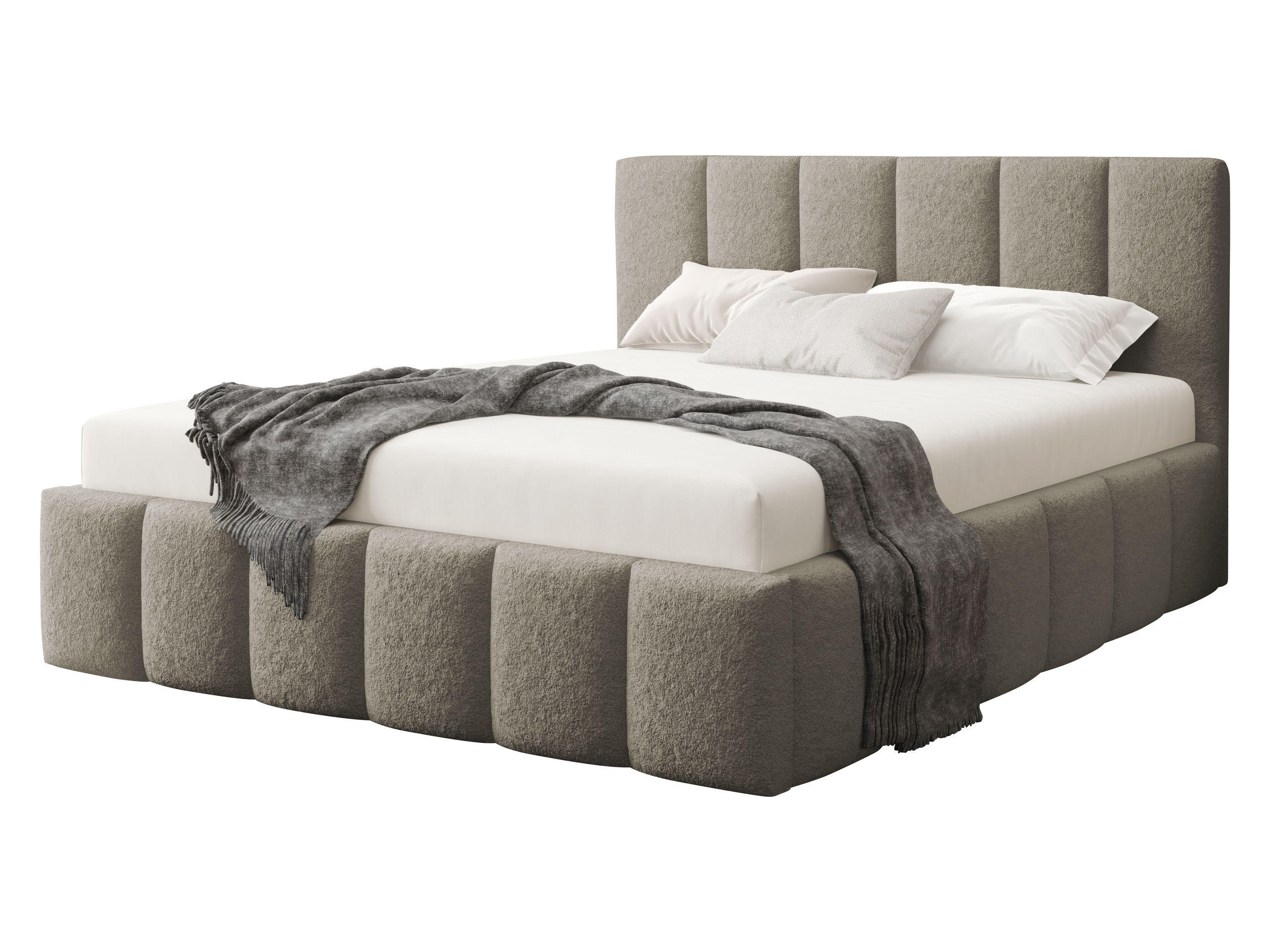 POLSTERBETT Lunaro - Hellbraun, Holz/Textil (140/200cm) - MIRJAN24