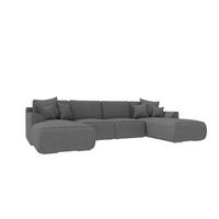 WOHNLANDSCHAFT GUSTO Strukturstoff Anthrazit inkl. Schlaffunktion - Chromfarben/Anthrazit, Kunststoff/Textil (306/96/194cm) - 99rooms