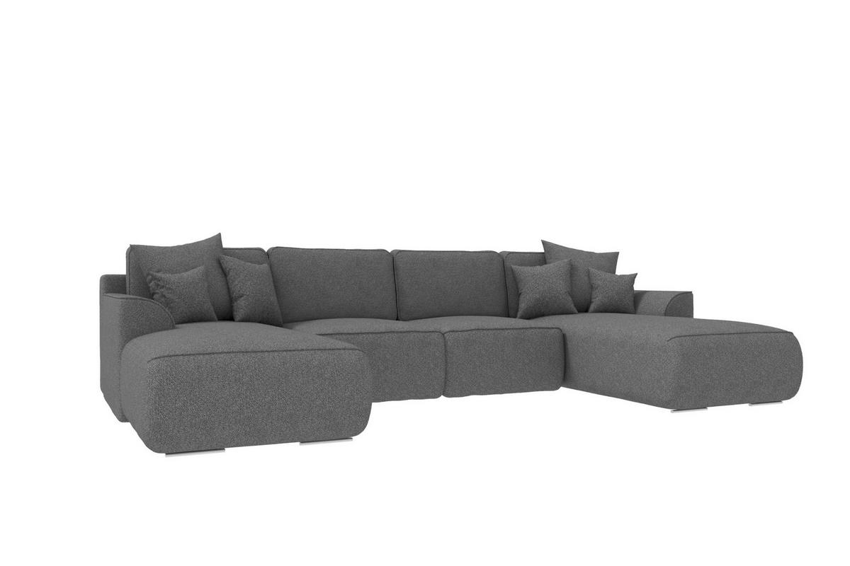 WOHNLANDSCHAFT GUSTO Strukturstoff Anthrazit inkl. Schlaffunktion - Chromfarben/Anthrazit, Kunststoff/Textil (306/96/194cm) - 99rooms