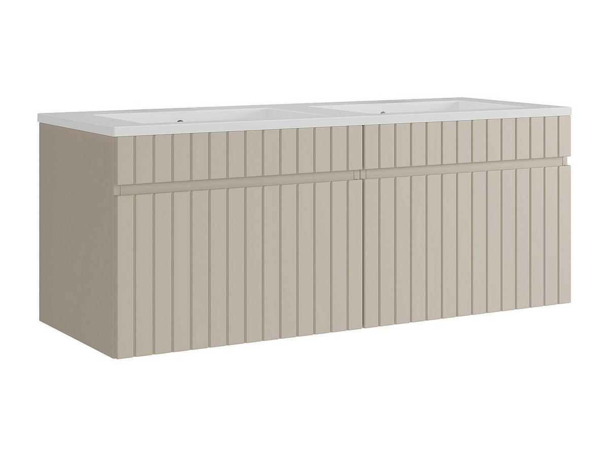 DOPPELWASCHTISCH - 120 cm x 46 cm - Holz, Platte - Beige - SATARA - Beige, Holz (120/46/46cm) - Vente-Unique