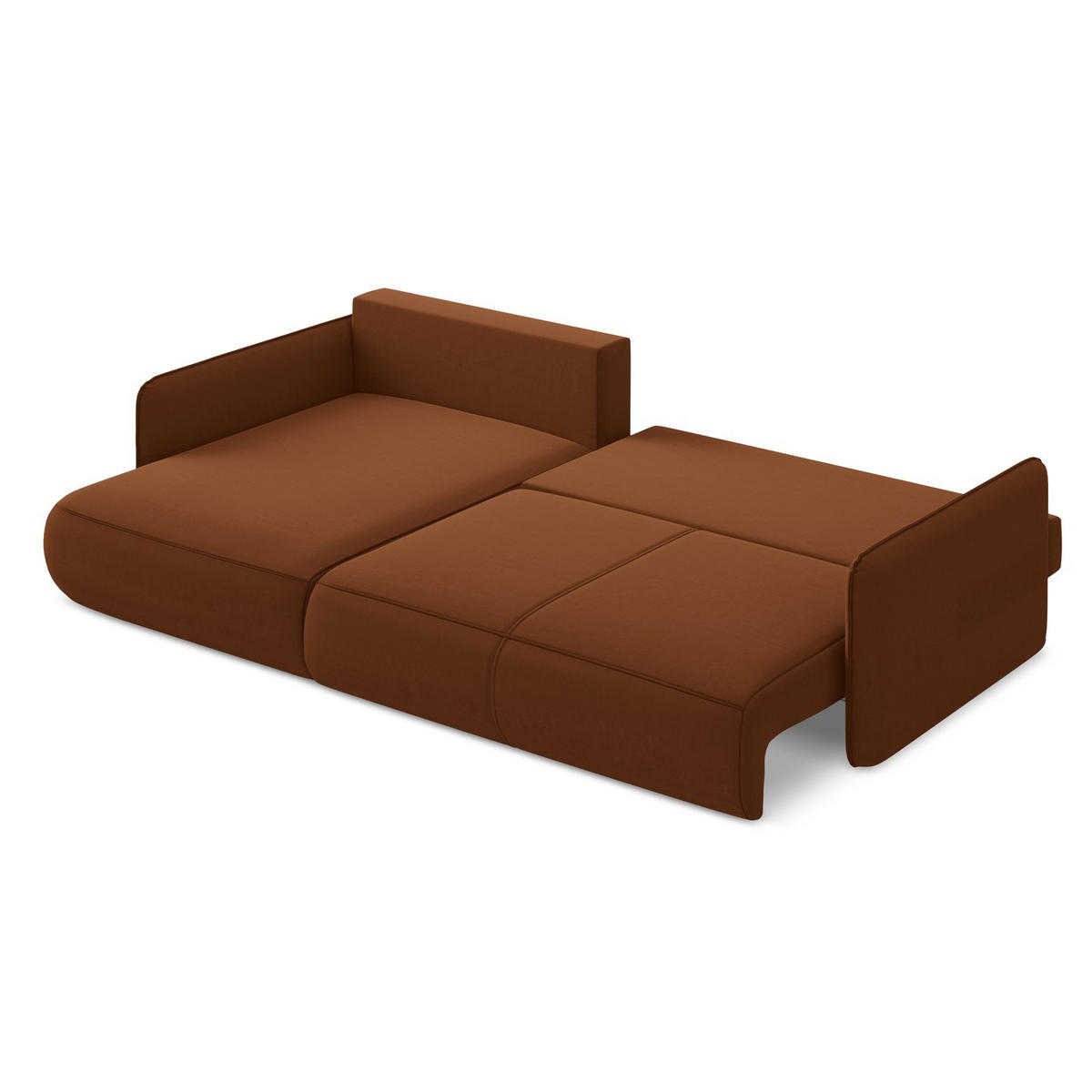 ECKSOFA mit Schlaffunktion Samt Stoff Orange - Terracotta/Schwarz, Kunststoff/Textil (148/240cm) - LaMiaSofa