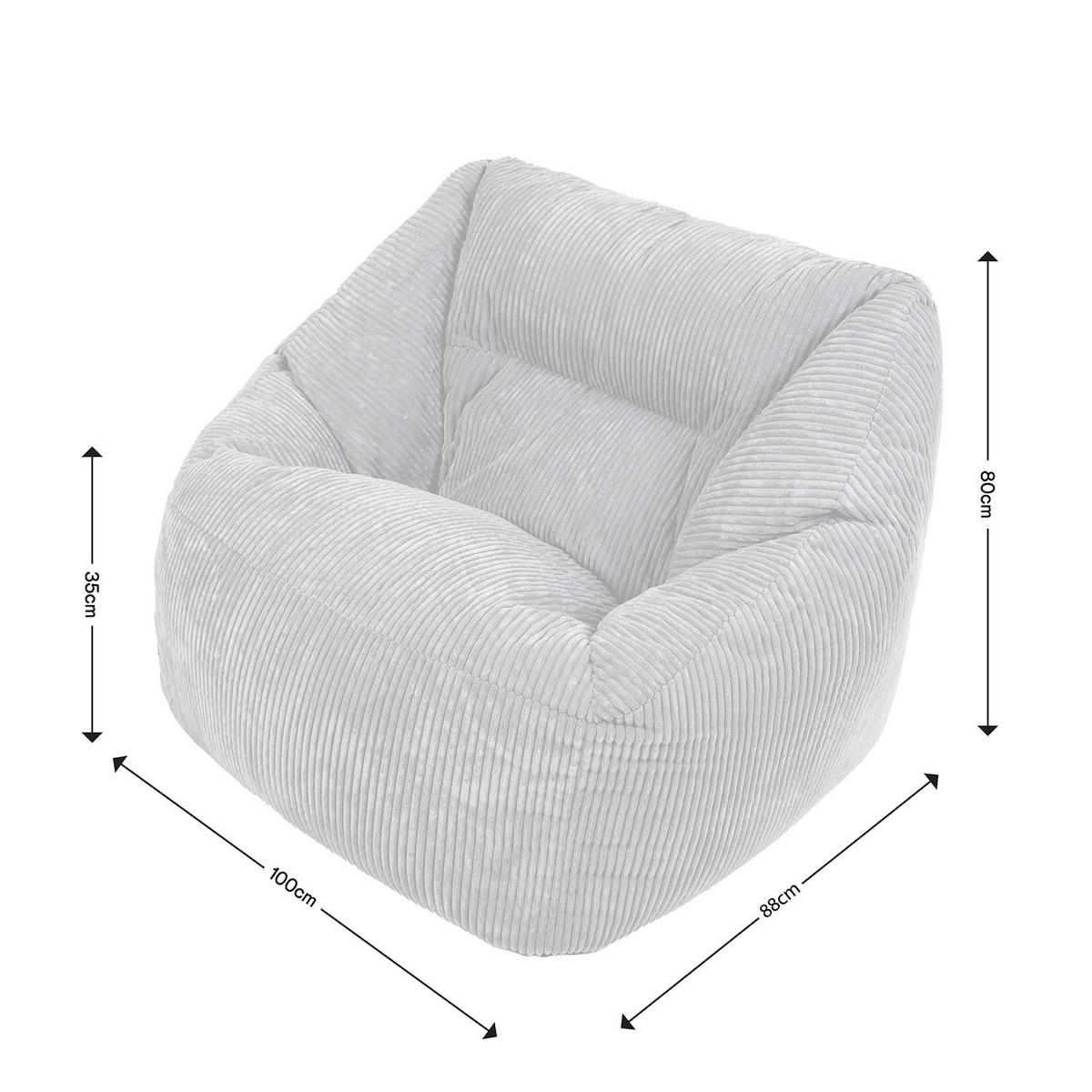SITZSACK Cord Sessel Natalia - Grau, Textil (100/80/88cm) - icon
