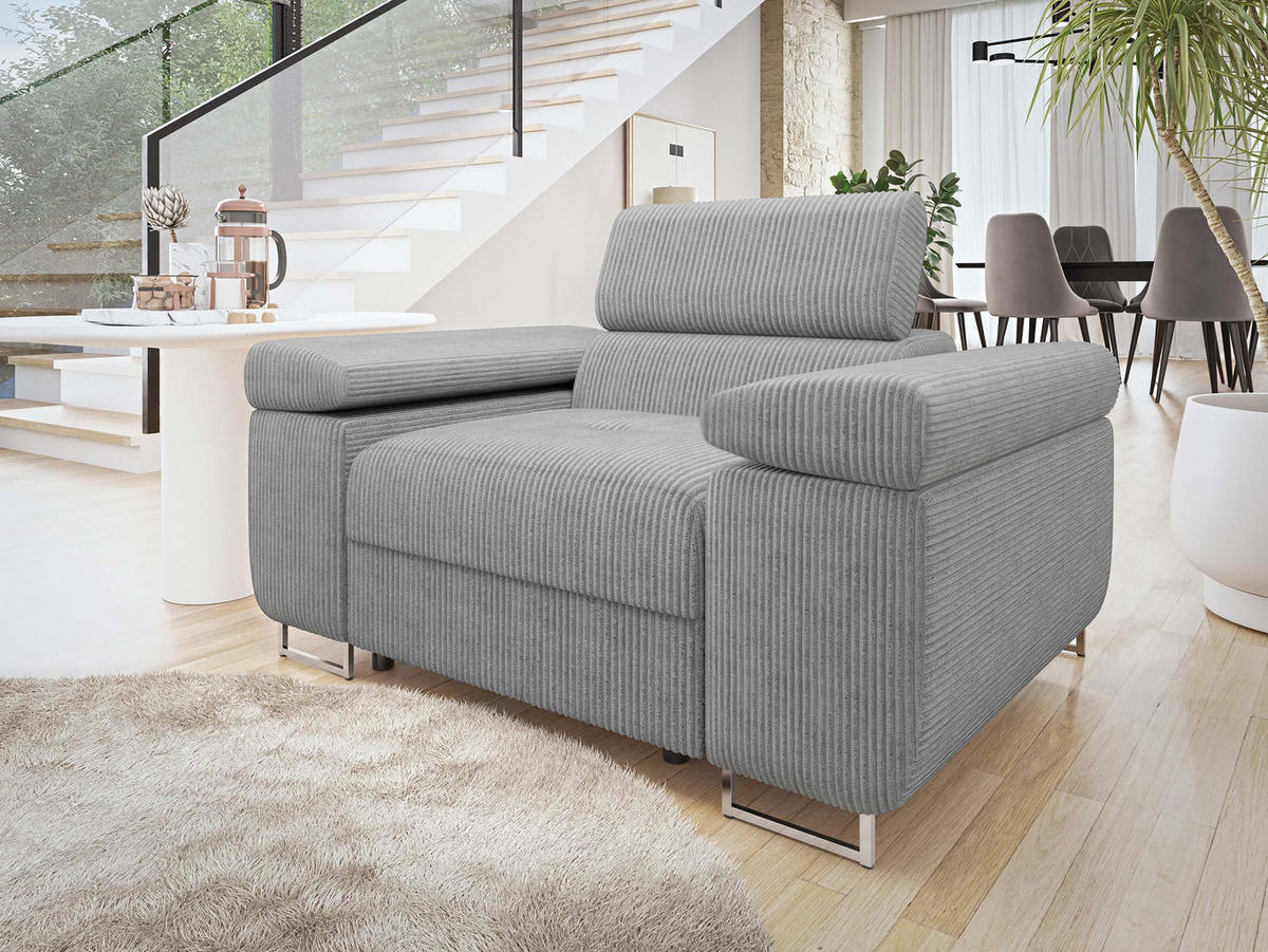 SESSEL Torezio Cord - Grau, Holz/Textil (134/90/102cm) - MIRJAN24