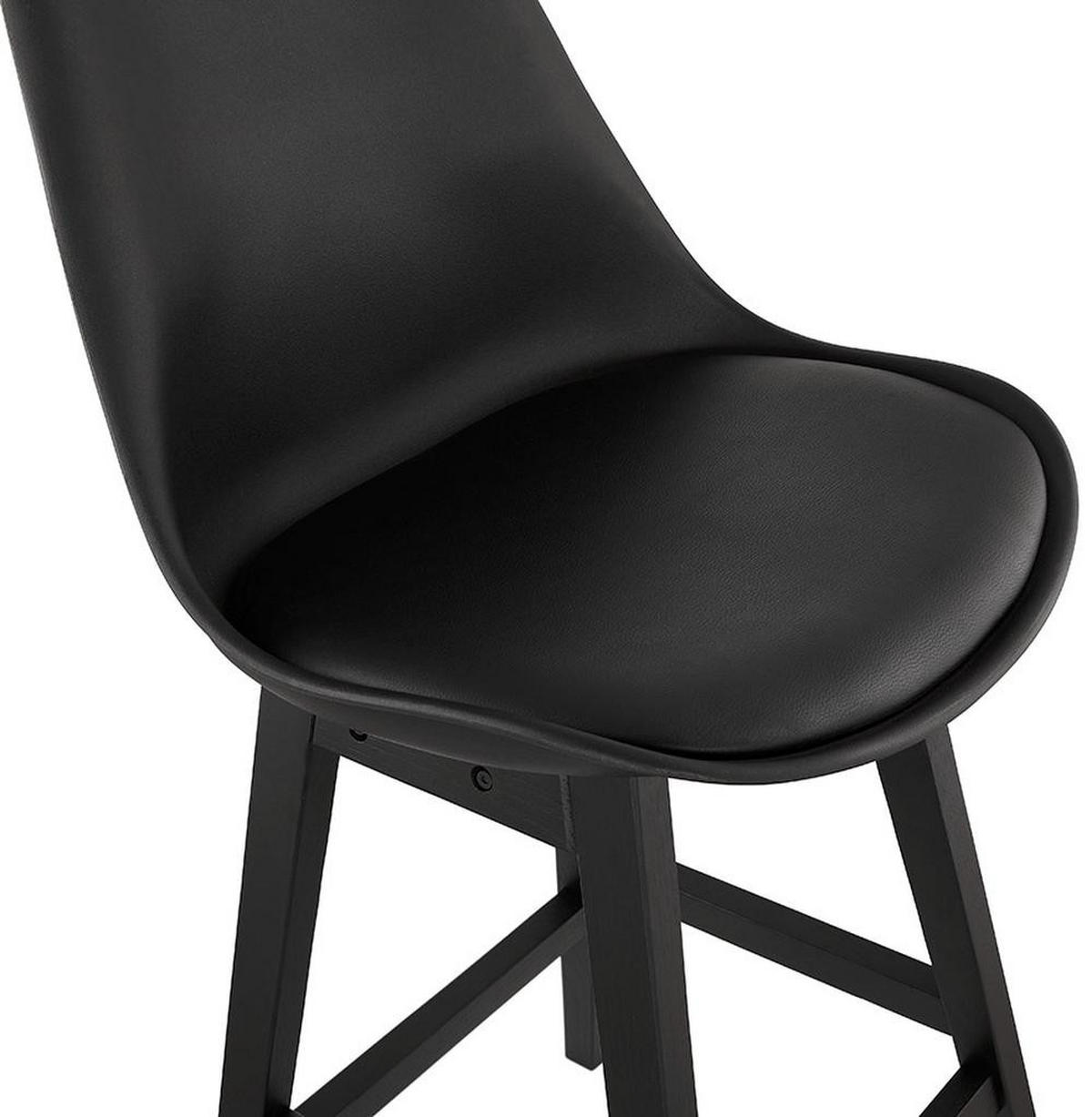 BARHOCKER Kunstleder Eichenholzbeine Sitzhöhe 75cm Skandi-Stil MIRANOX, Schwarz 56x48x112 cm - Schwarz, Eichenholz/Kunststoff (48/112/56cm) - KADIMA DESIGN