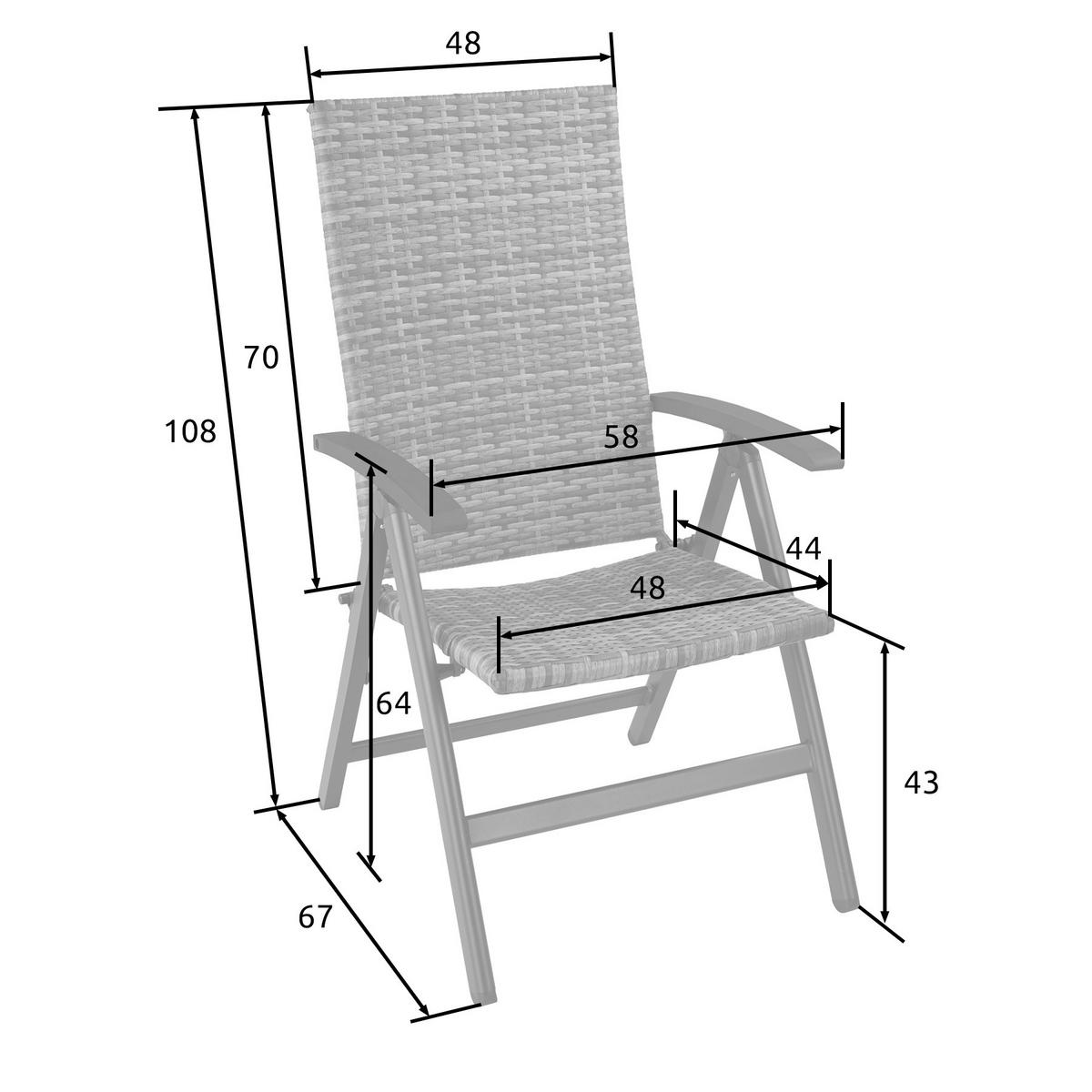 RATTANSTUHL Canberra,58 x 72 x 108 cm,braun - Braun, Kunststoff (58/108/72cm) - tectake