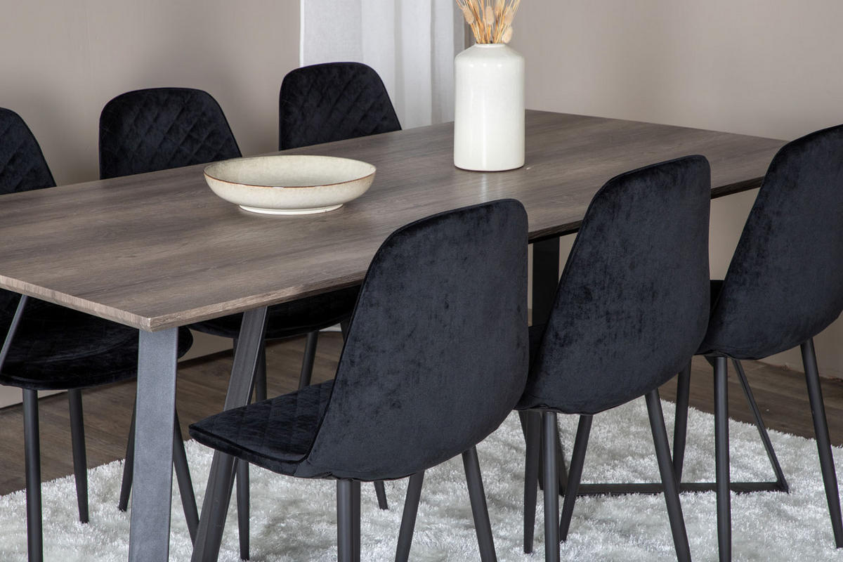 TISCHGRUPPE Schwarz - Schwarz, Holzwerkstoff (90/75/180cm) - ebuy24