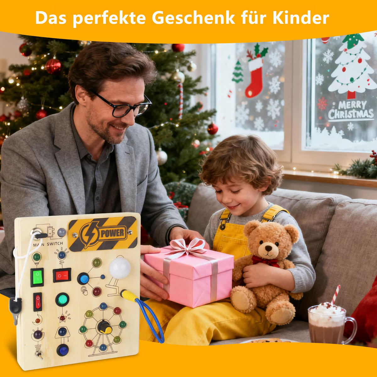 LERNSPIELZEUG Montessori Busy Board ab 3 Jahren - Naturfarben, Holz (13.5/17cm) - Kaket