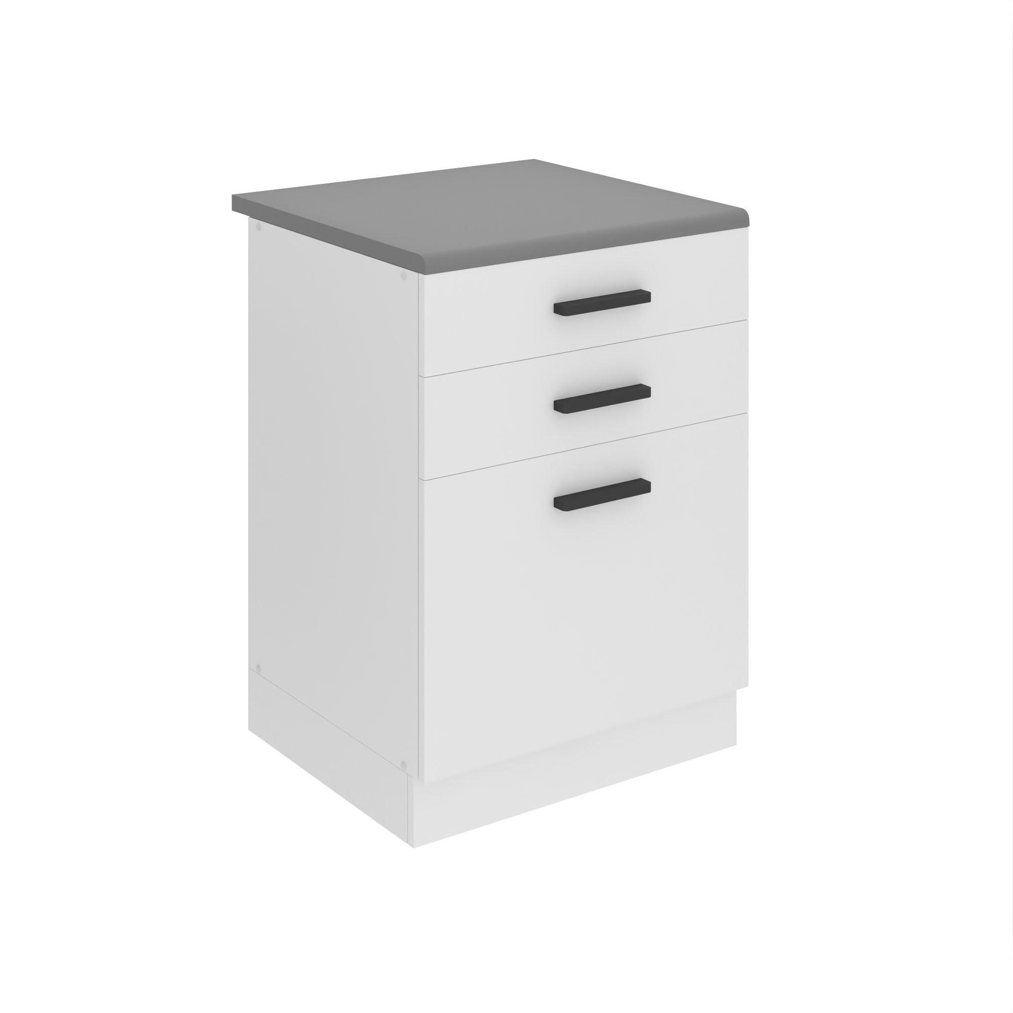 KÜCHENUNTERSCHRANK 60 cm SDSZ, mit Arbeitsplatte, mit Schubladen, Weiß matt - Weiß, Holz (60/85/51.6cm) - B BELINI GROUP