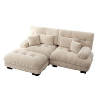 ECKSOFA in Hellkaffee mit Chenillebezug, modular und mit Ottomane - Cappuccino, Textil (145/220cm) - Flora Grace