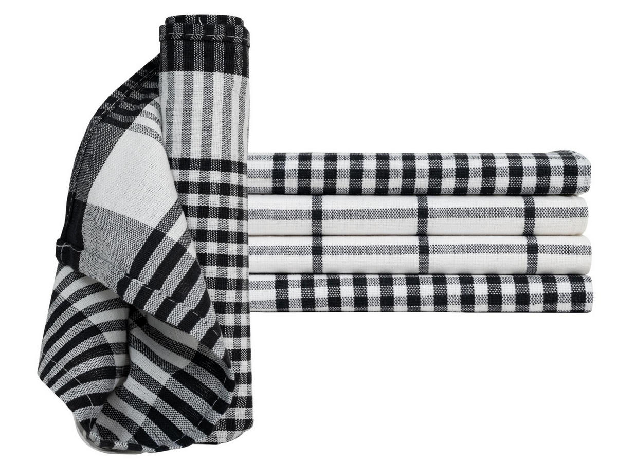 GESCHIRRTÜCHER 50x70 cm im 4er Set aus 100% Baumwolle, Küchentücher Schwarz Weiß - Weiß, Textil (50/70cm) - Carpe Sonno