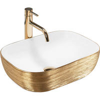 AUFSATZWASCHBECKEN BELINDA WHITE GOLD BRUSH 46,5/33,5/13,5 cm - Goldfarben, Keramik (46.5/13.5/33.5cm) - REA