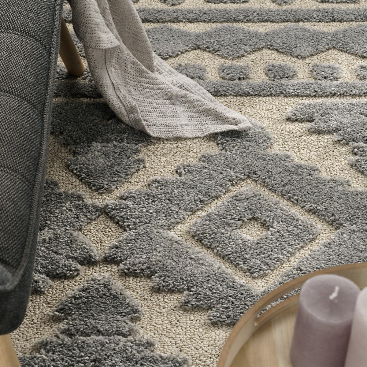HOCHFLORTEPPICH 120/160 cm Genua 746 - Grau, Textil (120/160cm) - Paco Home