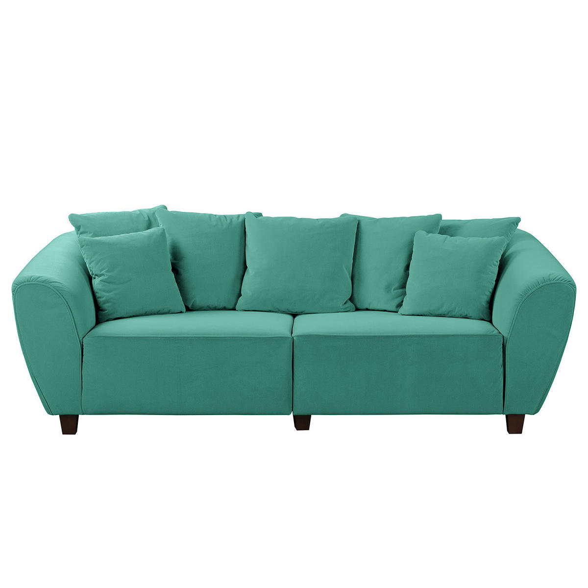 BIGSOFA - Türkis/Braun, Holz/Textil (250/80/125cm) - home24