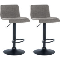 BARHOCKER 2er Set Brandon Stoff hellgrau - Schwarz/Grau, Textil/Metall (39/104/36cm) - TPFLiving