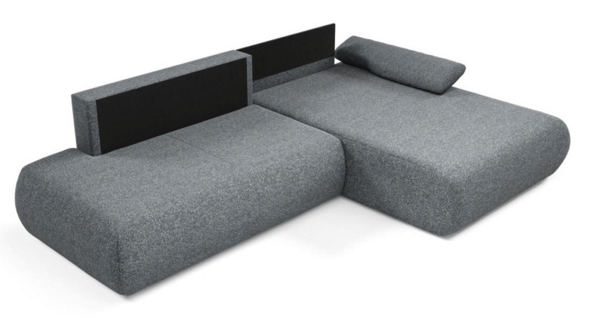 ECKSOFA Dunkelgrau PENTI Ausziehbar Mit Bettkasten Rechts - Dunkelgrau/Grau, Textil (173.5/286cm) - Sepro Meble