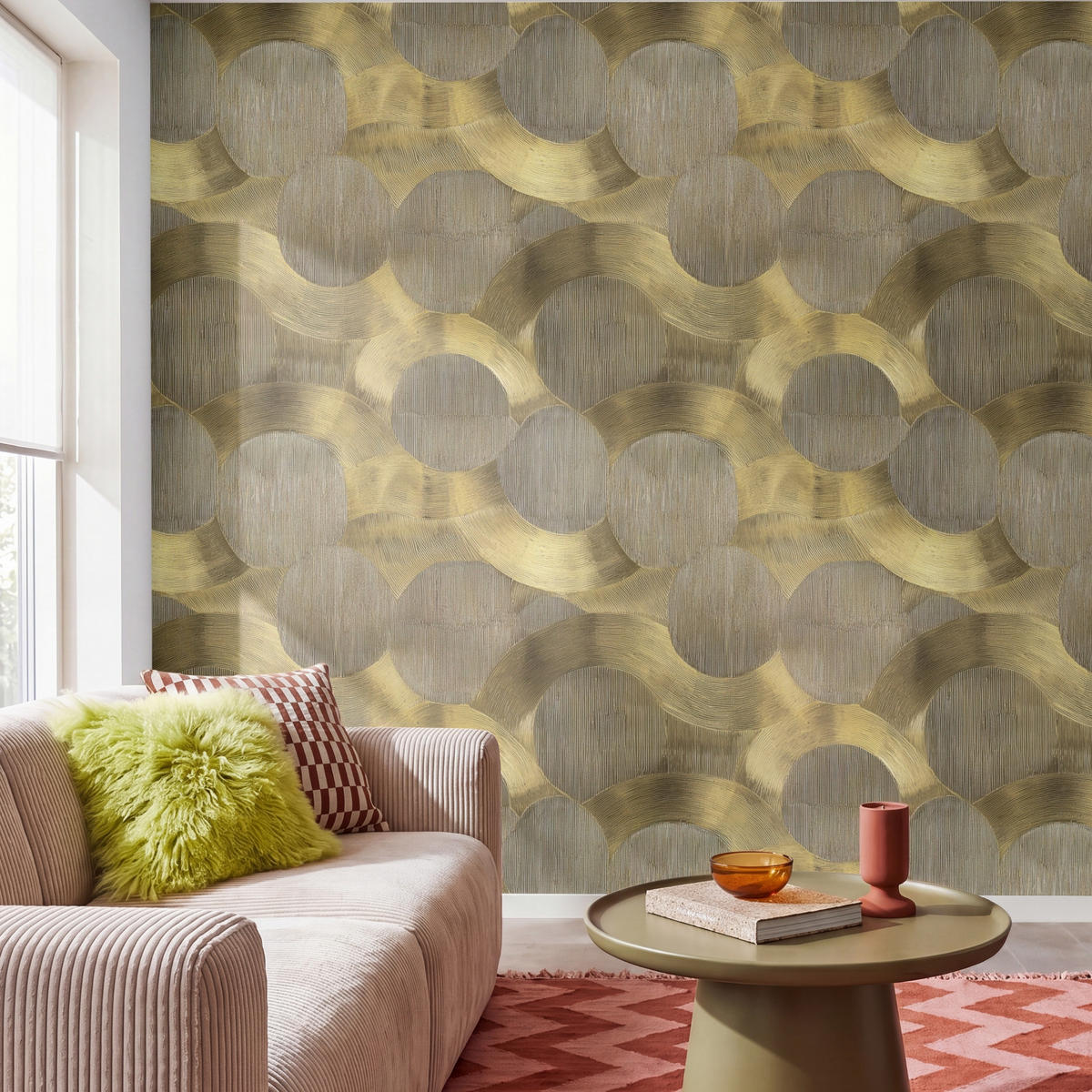 TAPETE - Modern - Geometrisch - Gold - 300x300 cm - Goldfarben, Papier (300/300cm) - OnlyWow